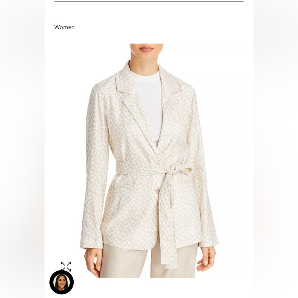 T. Tahari printed belted blazer. Cream with beige. New with tags.
